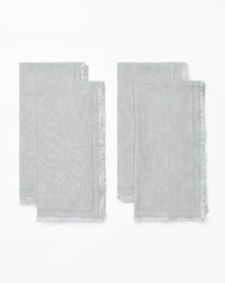 Border Stitch Linen Napkins (Set Of 4)