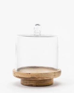 Glass Cloche With Wooden Base