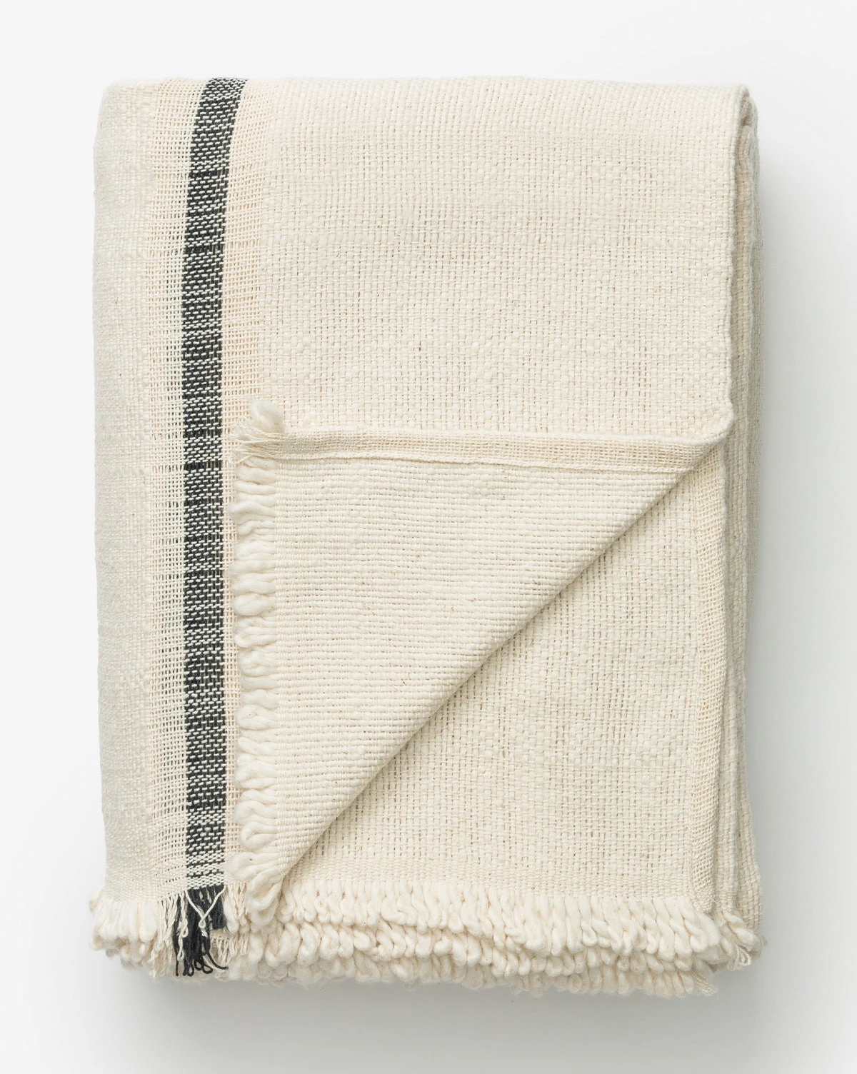 Helena Soft Fringe Black & Cream Blanket - Image 4