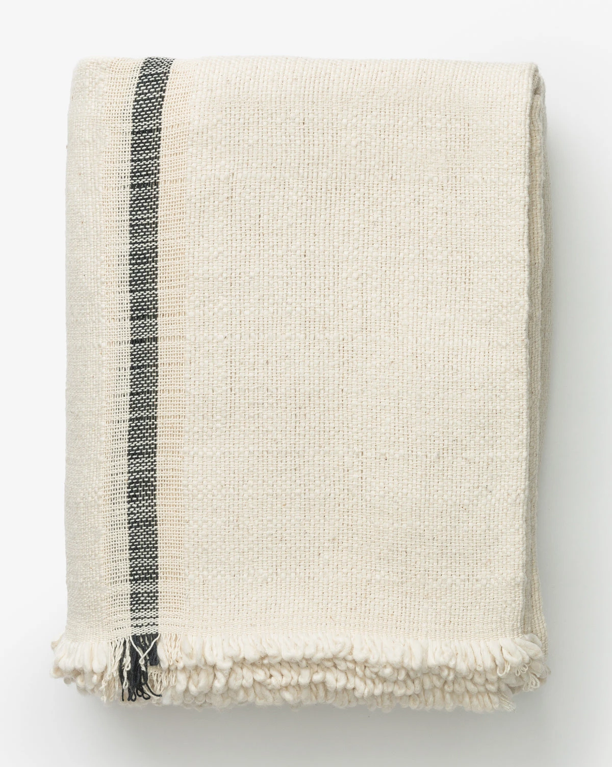 Helena Soft Fringe Black & Cream Blanket