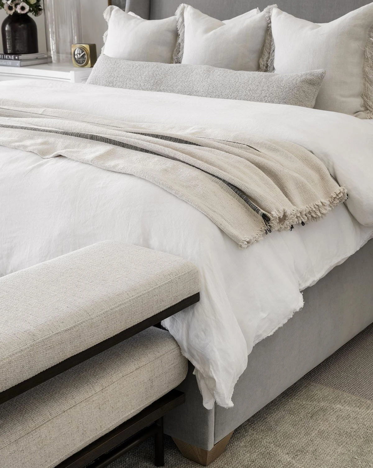 Helena Soft Fringe Black & Cream Blanket - Image 2