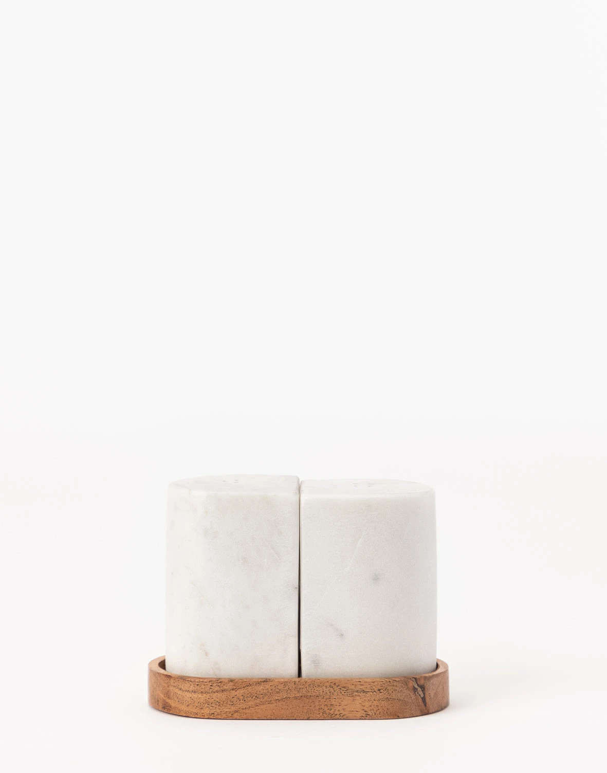 Bloomingville Marble Salt & Pepper Shakers With Wood Tray