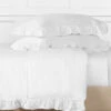 Ruffle White Linen Duvet Cover