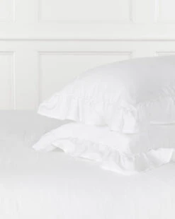 Ruffle White Linen Shams (Set Of 2)