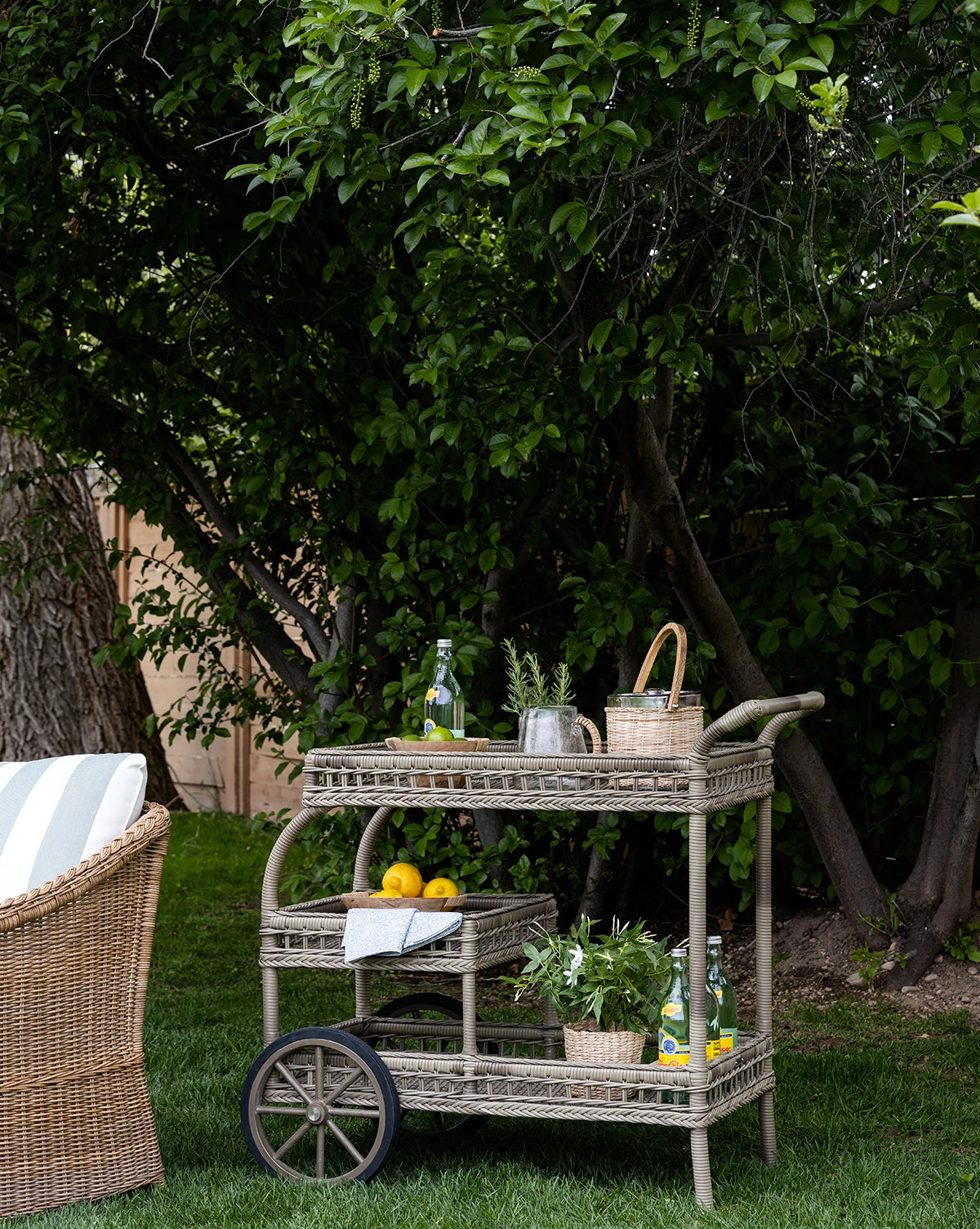 Rattan Ice Bucket With Wooden Handle - Image 3