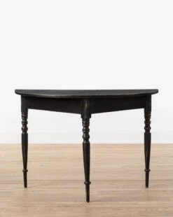 Vintage Painted Black Swedish Demi Lune Tables (Set Of 2)