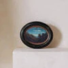 Vintage Round Mountain Landscape Painting