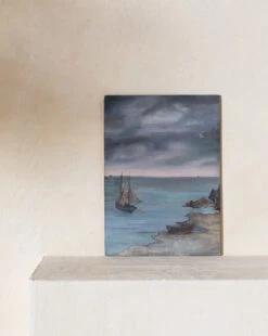 Vintage Sailboat Oil Painting